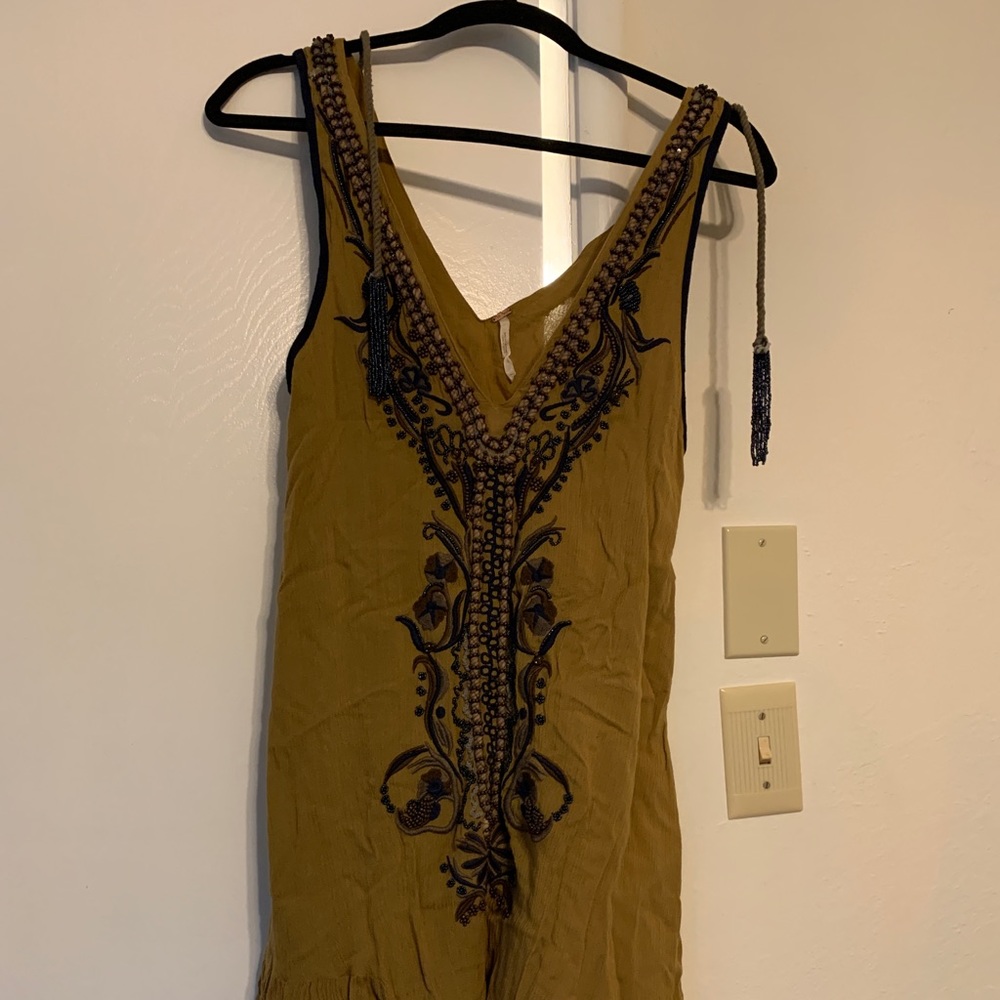 Free People Beaded Drop Waist Mini Dress
